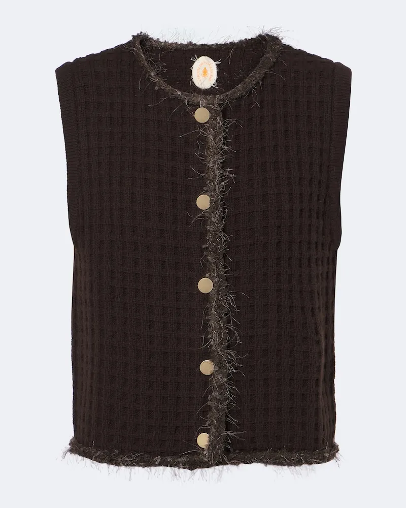 Jardin des Orangers Gilet in lana e cashmere a nido d'ape Marrone