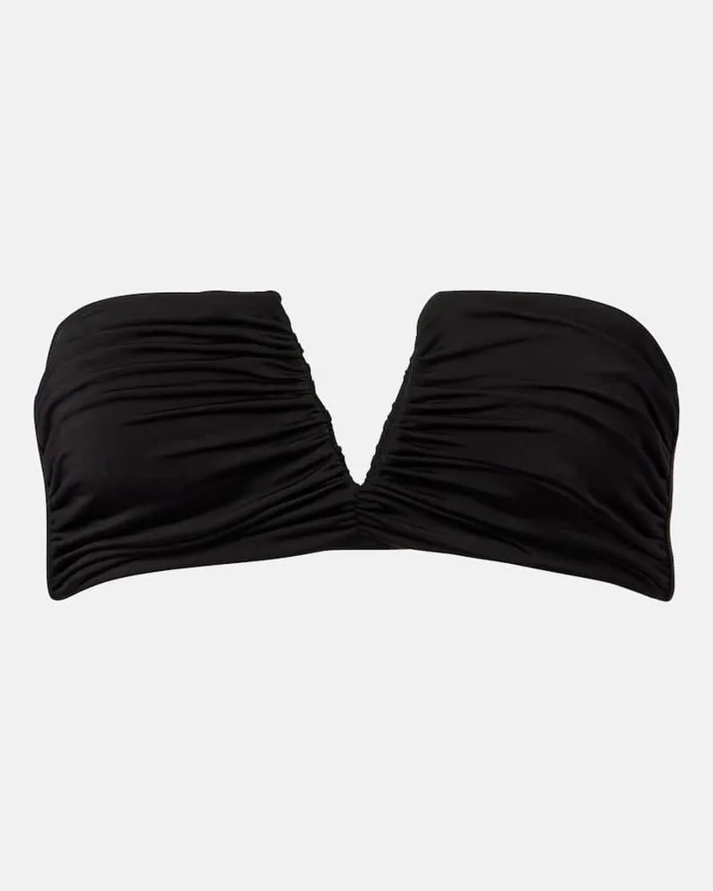 JADE SWIM Top Clara in jersey con ruches Nero