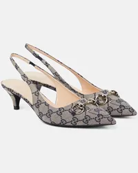 Gucci Pumps slingback Horsebit in canvas GG Beige