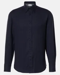 Brunello Cucinelli Camicia in misto cotone Blu