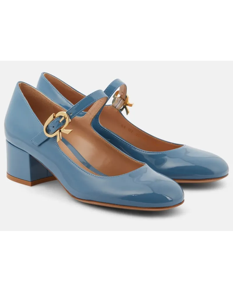 Gianvito Rossi Pumps Mary Jane Mary Ribbon in vernice Blu
