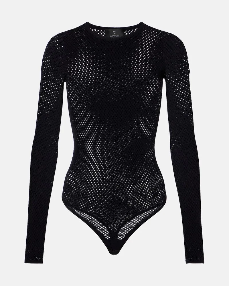 WARDROBE.NYC Body in misto lana in maglia traforata Nero