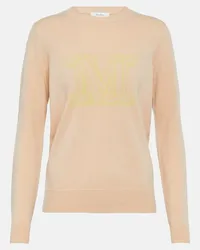 Max Mara Pullover Pamir in cashmere con logo Beige