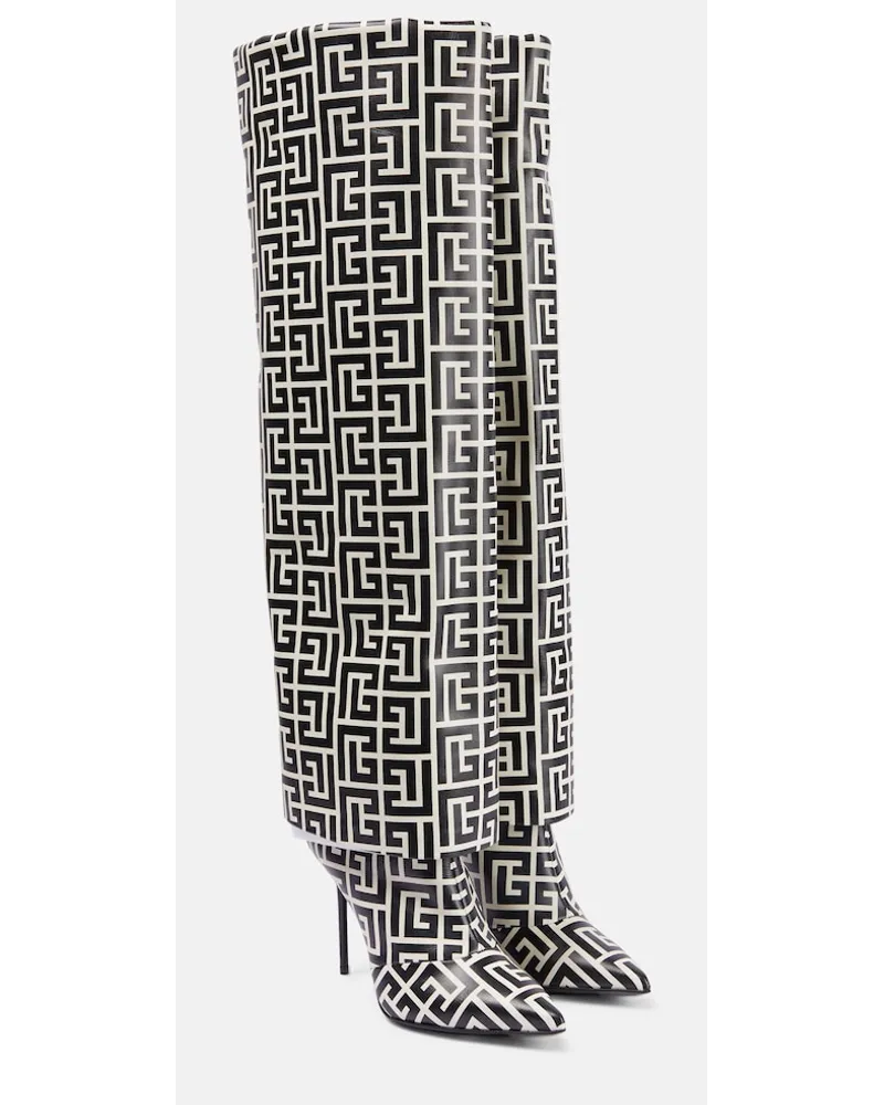 Balmain Stivali Ariel con monogramma Beige