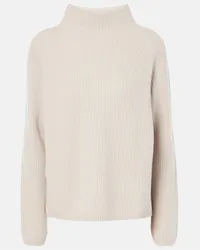 Max Mara Pullover Elica in lana e cashmere a coste Bianco