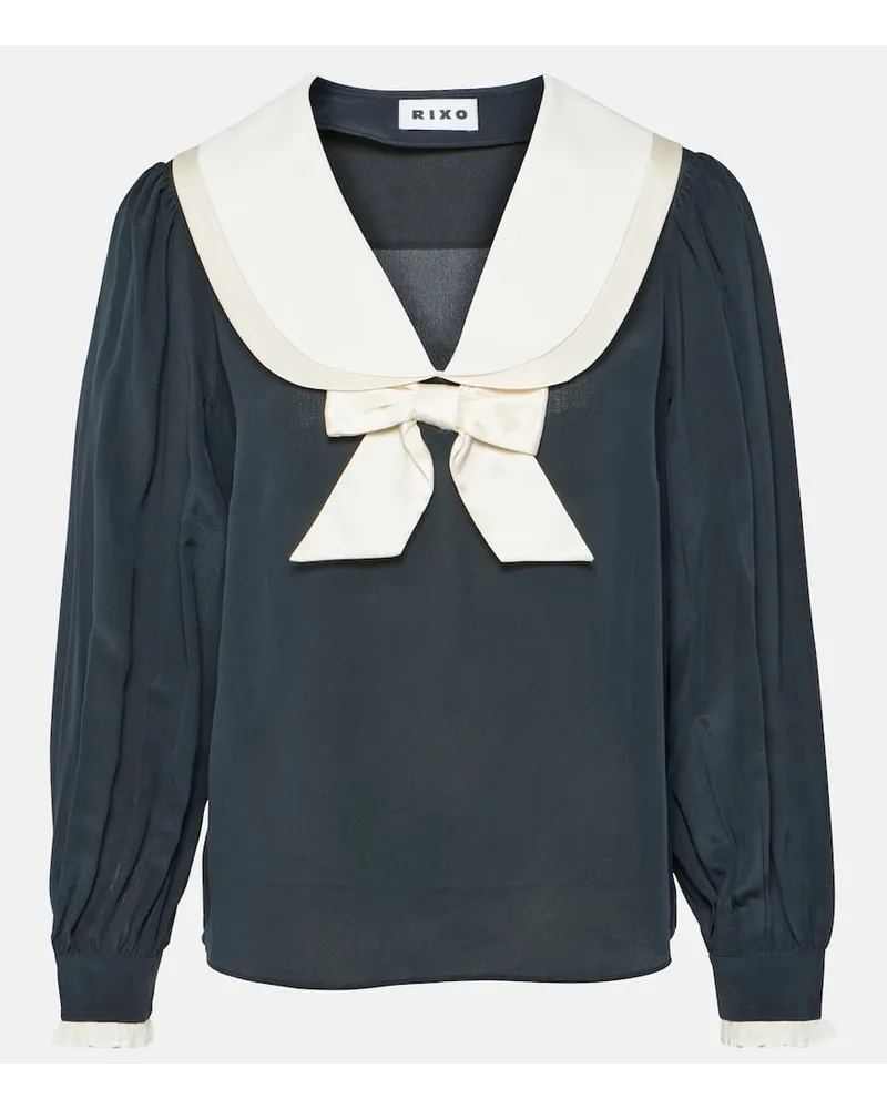RIXO Blusa Eimer in seta Blu