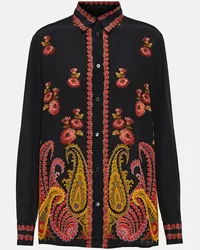 Etro Blusa in seta con stampa paisley Nero