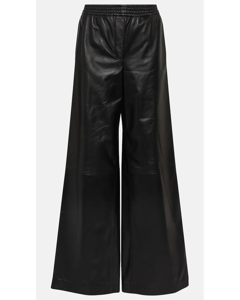 Joseph Pantaloni Ashbridge in pelle a gamba larga Nero