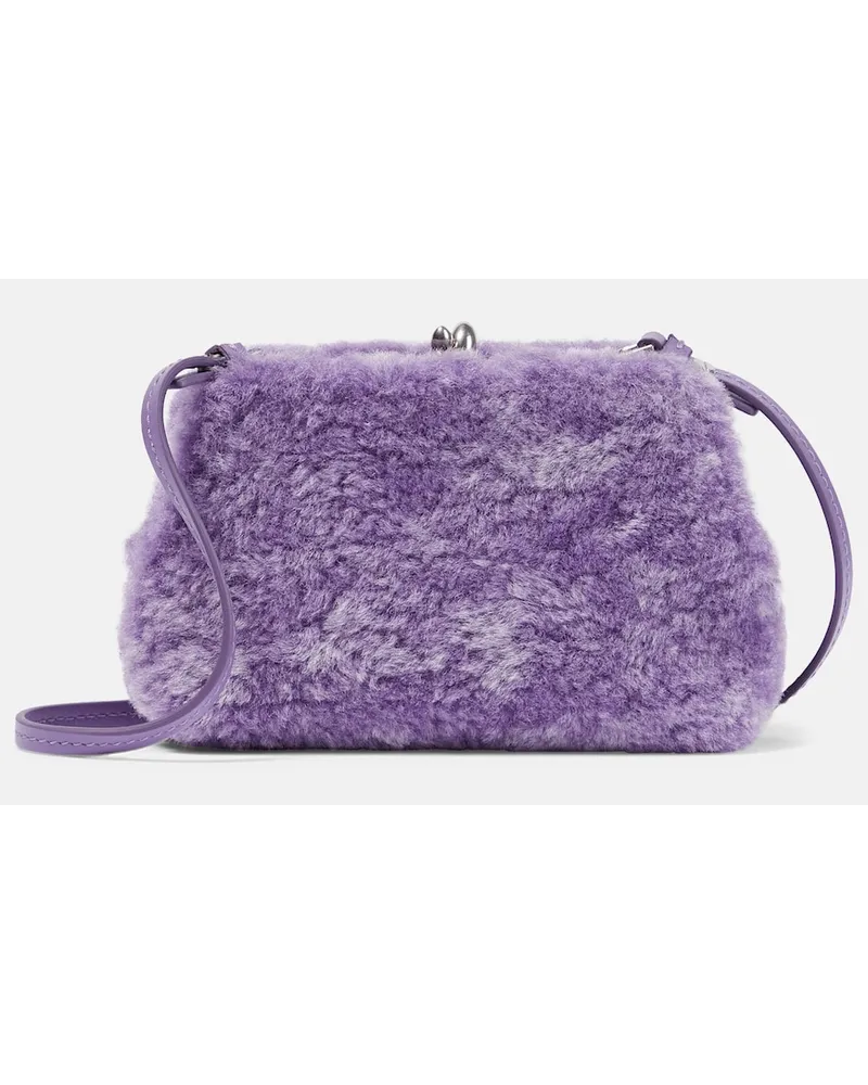 Jil Sander Borsa a spalla Goji Micro in shearling Viola