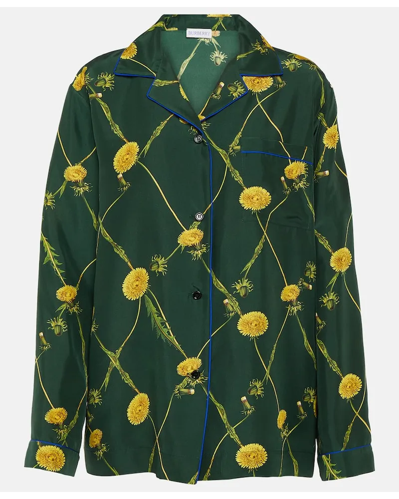 Burberry Camicia pigiama in popeline di seta Verde