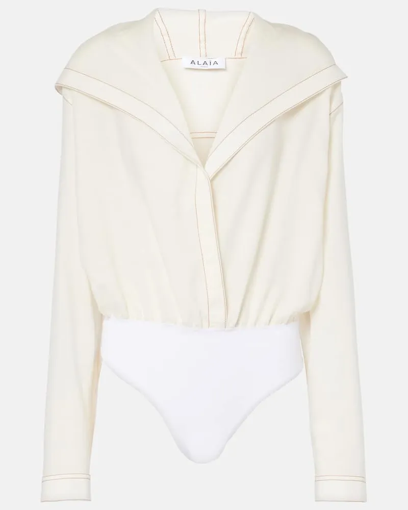 Alaïa AlaÃ¯a Body in misto lana con cappuccio Bianco