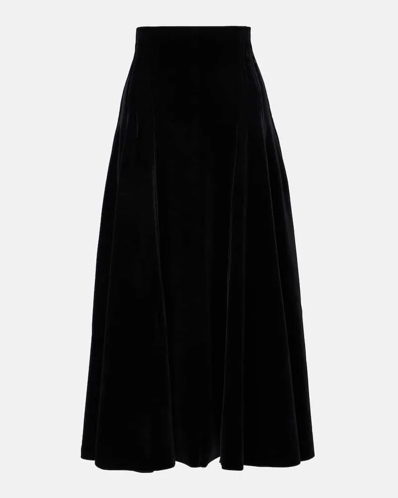 Norma Kamali Gonna midi Grace in velluto Nero