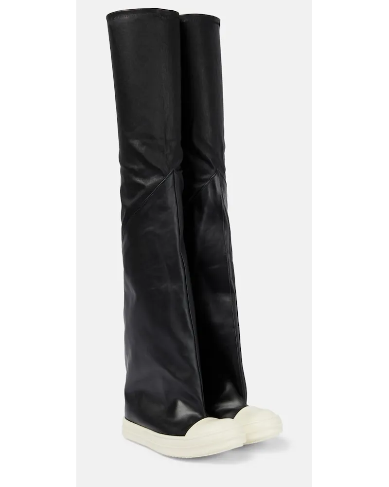 Rick Owens Stivali cuissardes Oblique in pelle Nero