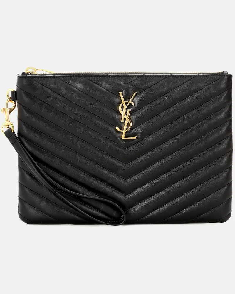 Saint Laurent Bustina Cassandre in pelle matelassÃ Nero