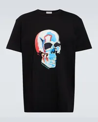 Alexander McQueen T-shirt in cotone con stampa Nero