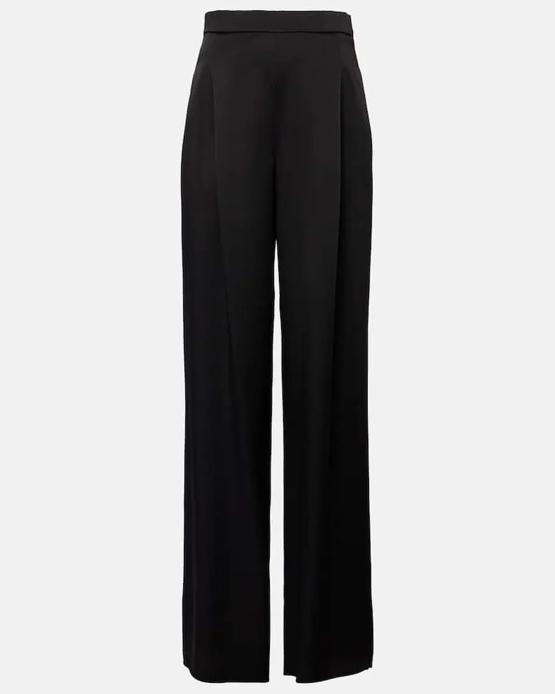 Max Mara Pantaloni a gamba larga Ieti in raso Nero