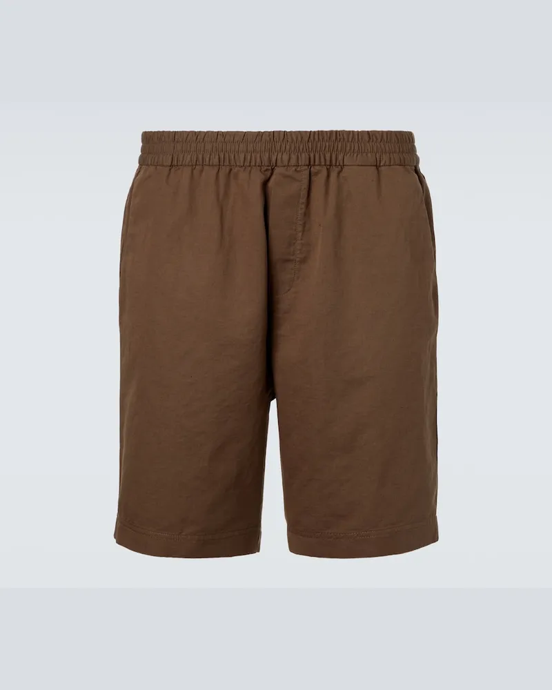 Sunspel Shorts in cotone e lino Marrone