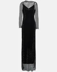 Max Mara Abito lungo Caracas in mesh Nero