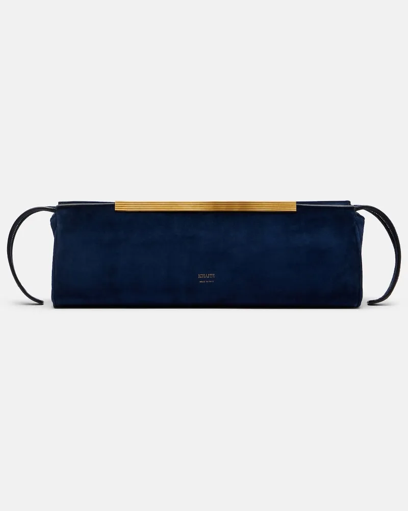 KHAITE Clutch Donna in suede Blu