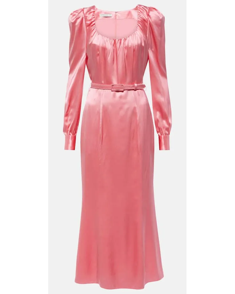 Alessandra Rich Abito midi in raso di seta Rosa