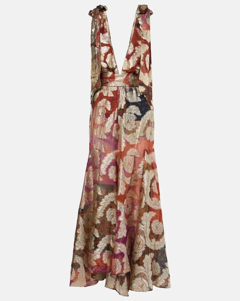 FARM Rio Abito lungo in jacquard con lamÃ Beige