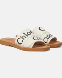 Chloé Chloé Sandali Woody in canvas Bianco