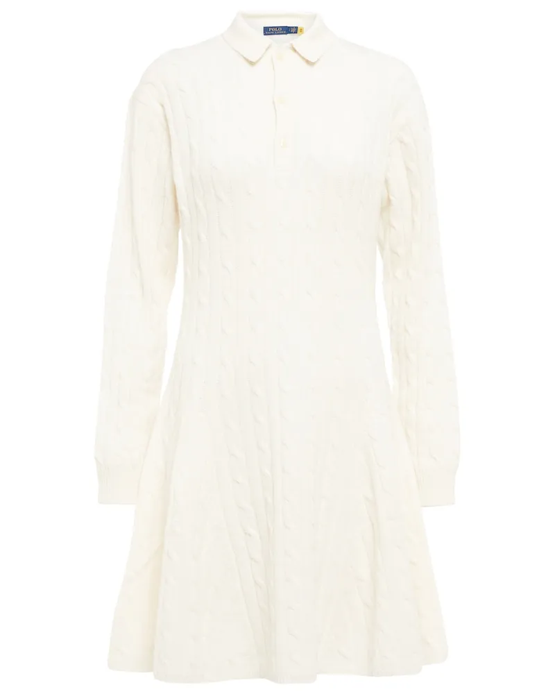 Ralph Lauren Miniabito in lana e cashmere a trecce Bianco