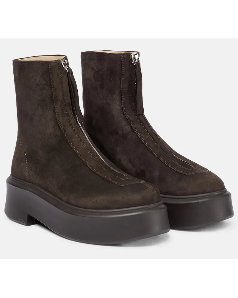 The Row Stivaletti Zipped Boot 1 in suede Marrone