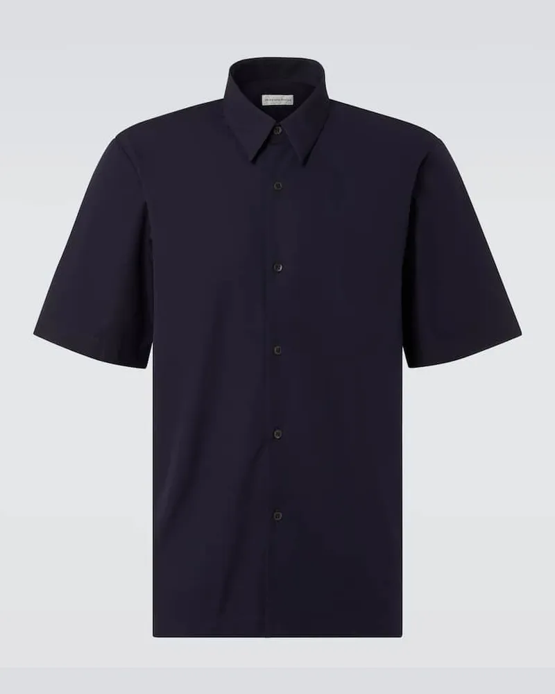 Dries van Noten Camicia bowling in popeline di cotone Blu