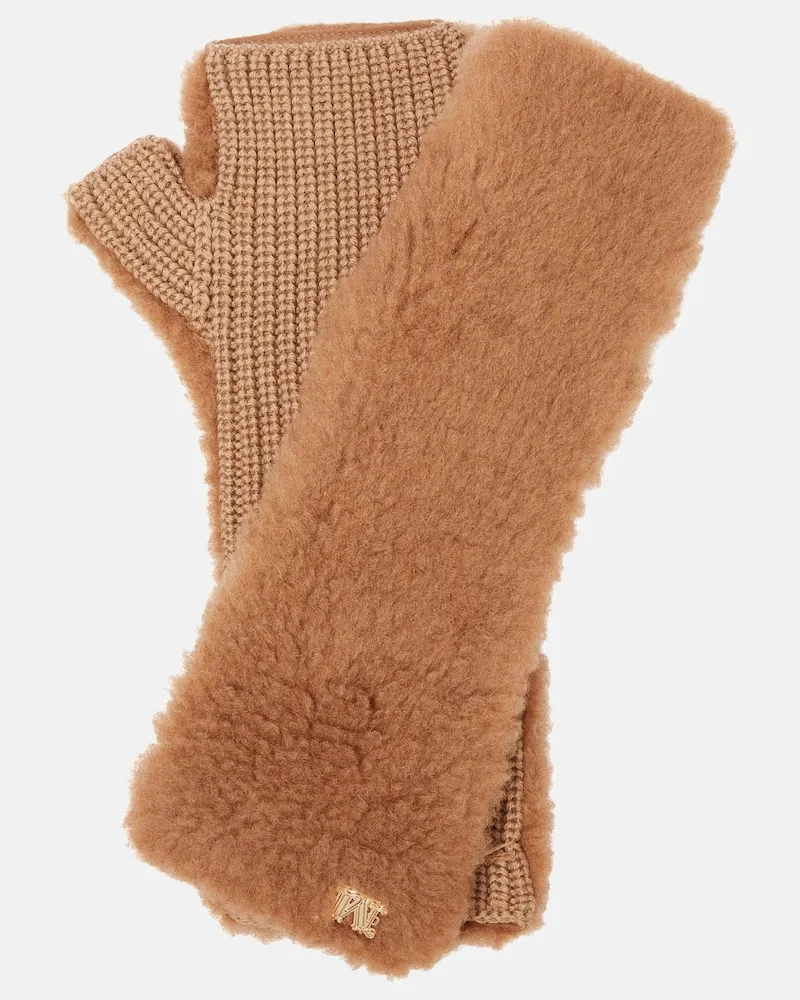 Max Mara Guanti Manny in cammello e seta Marrone