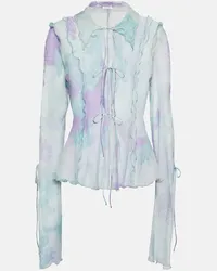 Acne Studios Top in chiffon di cotone e seta Multicolore