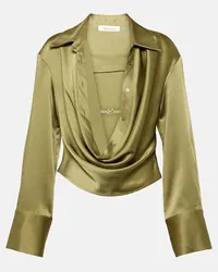 Blumarine Camicia cropped in raso Verde