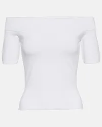 Alexander McQueen Top con scollo bardot Bianco