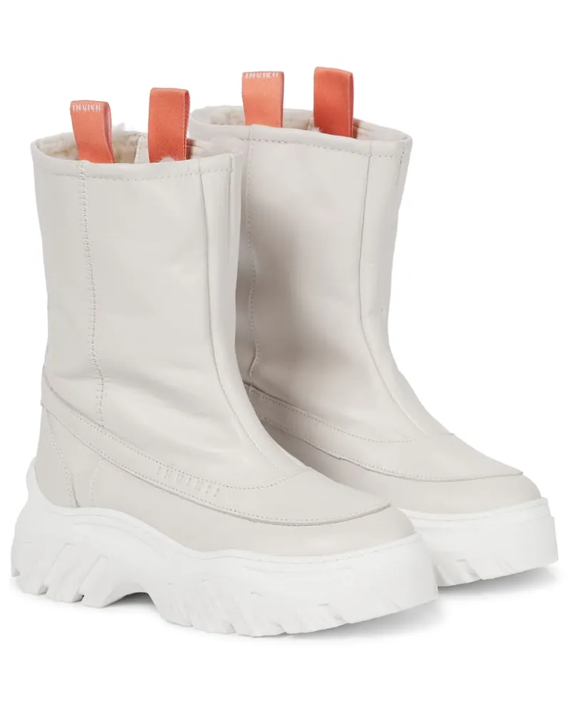 INUIKII Stivaletti in pelle e shearling con platform Bianco
