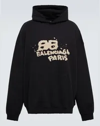 Balenciaga Felpa con cappuccio in cotone con logo Nero