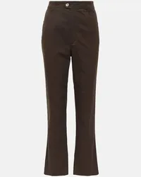 Saint Laurent Pantaloni regular in cotone a vita media Marrone