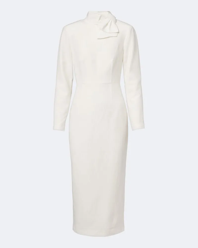 Roland Mouret Abito midi in jacquard con fiocco Bianco