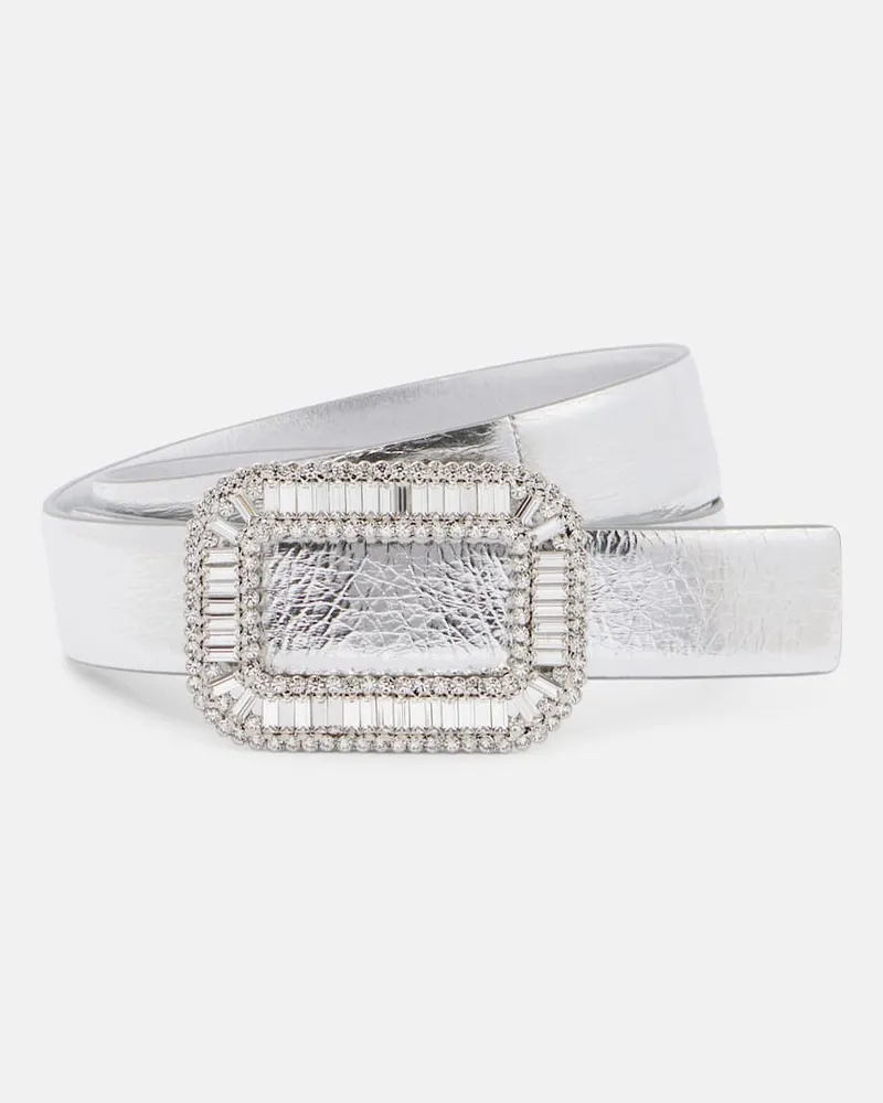 Roger Vivier Cintura Pilgrim in pelle metallizzata Argento