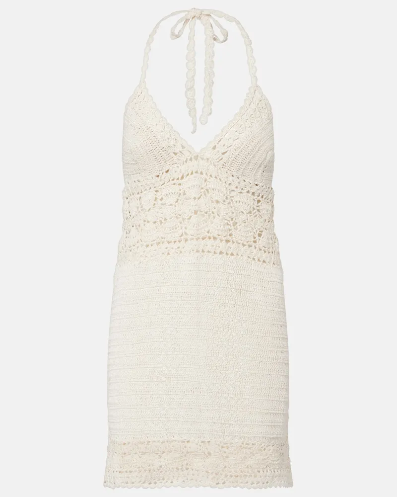 Anna Kosturova Abito corto Filigree in cotone crochet Bianco
