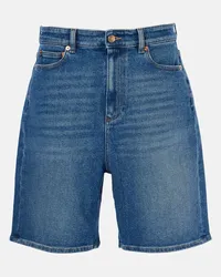 Valentino Garavani Shorts in denim con pelle Blu