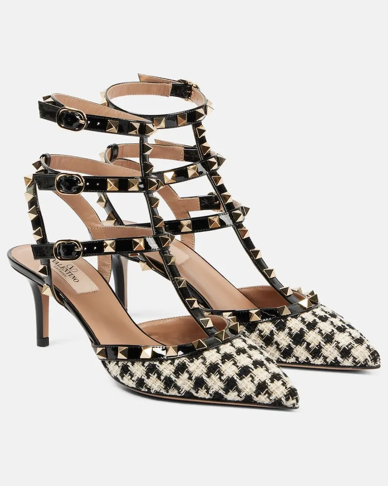 Valentino Garavani Pumps Rockstud 65 in tweed con pelle Nero