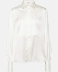 Brunello Cucinelli Blusa in raso di misto seta Bianco