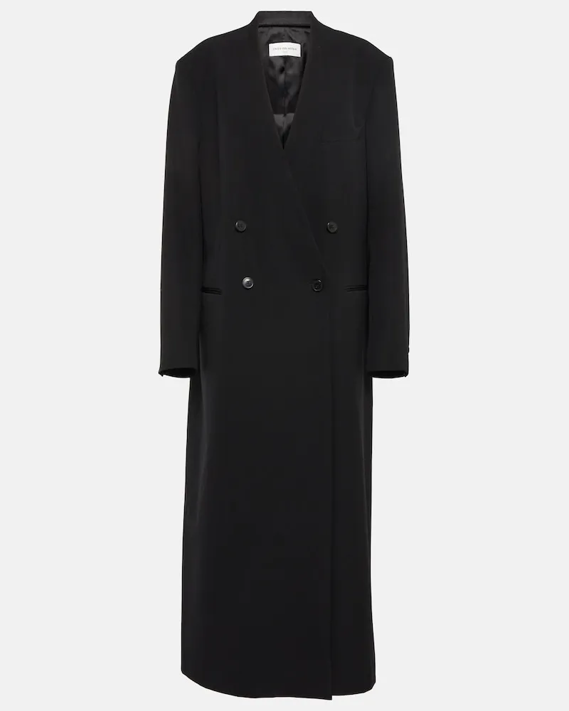 Dries van Noten Soprabito doppiopetto in toile Nero
