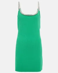 Paco Rabanne Miniabito in maglia con cristalli Verde