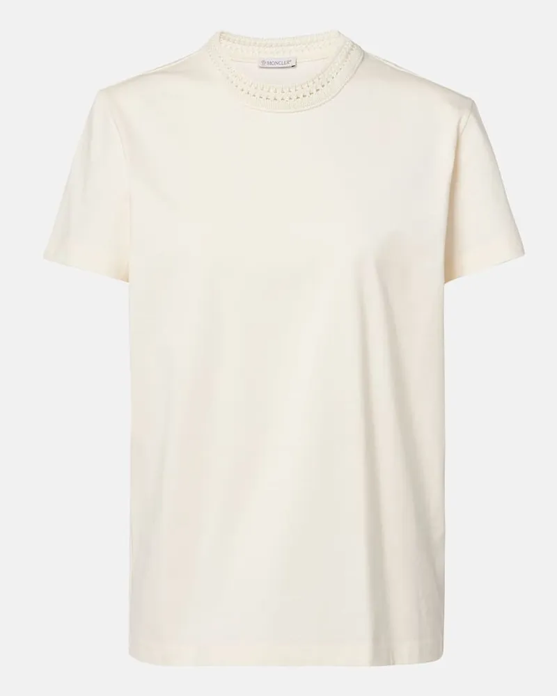 Moncler T-shirt in cotone con crochet Bianco