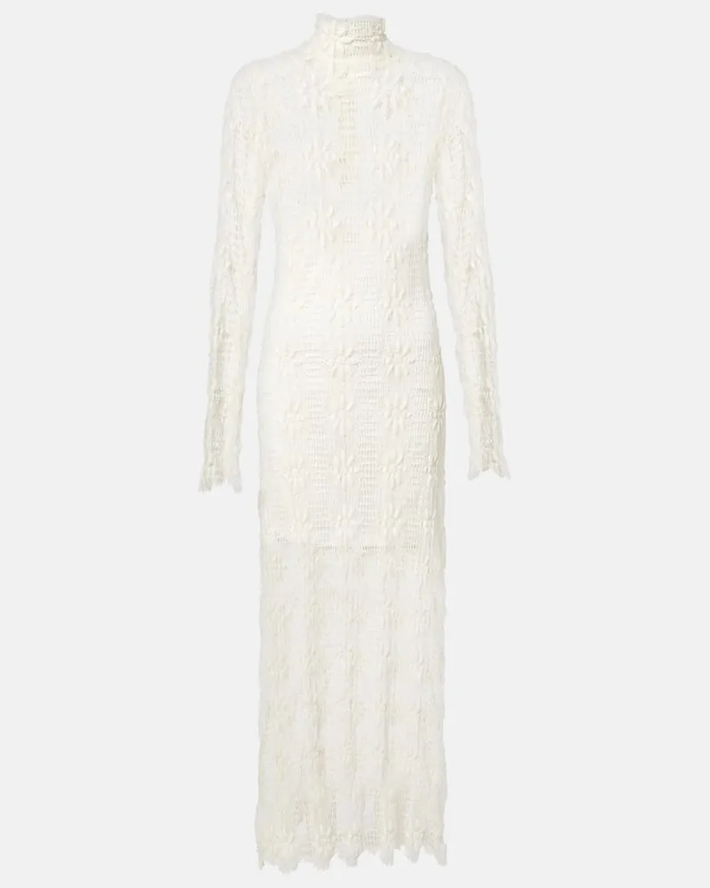 Ulla Johnson Abito lungo Talia in pizzo di misto cotone Bianco