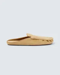 AURALEE Slippers mocassino in suede Beige