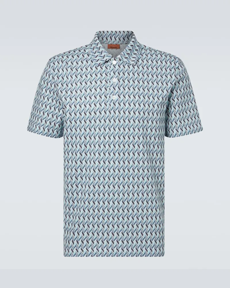 Missoni Polo in cotone a zig-zag Blu