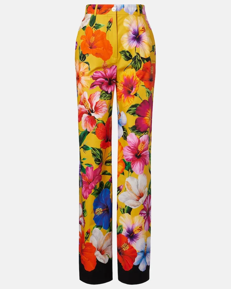 Dolce & Gabbana Pantaloni a gamba larga in cotone Multicolore