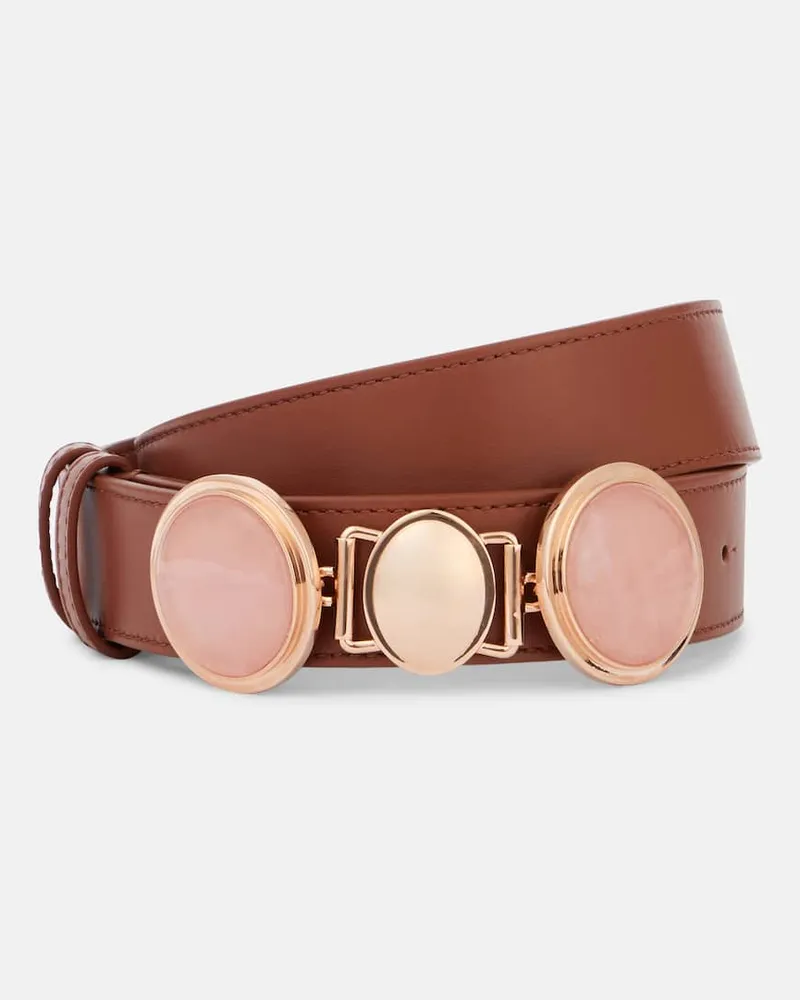Gabriela Hearst Cintura Grange Rose Quartz in pelle Borgogna